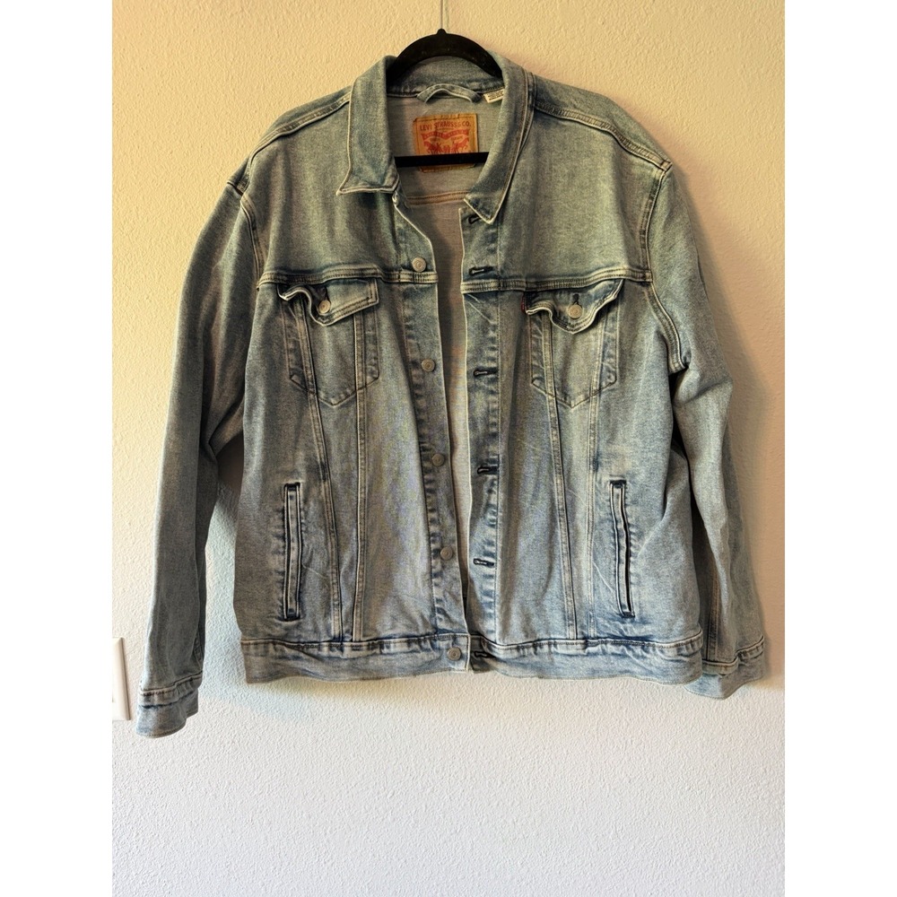Levi's Blue Denim Classic Trucker Jean Jacket Men XXL Stonewash Red Tab